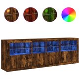  Komoda s LED svjetlima boja dimljenog hrasta 202x37x67 cm | shoptok.hr
