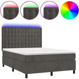  Box spring postelja z vzmetnico LED temno siva 140x200 cm žamet, (20789502) | Shoptok.si