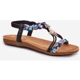 ARTIKER Women's Flat Sandals With Woven Straps And Embellishments Black | Shoptok.si
