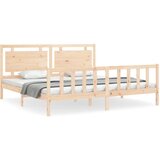  The Living Store Posteljni okvir z vzglavjem 180x200 cm trden les - Posteljni Okvir, (21444461) | Shoptok.si