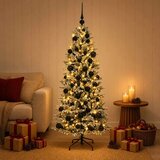 Umjetno božićno drvce s kuglicom 150 cm 150 LED lampica - Zelena i bijela 150 cm s LED-ima i crnim lopticama | shoptok.hr