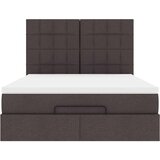  Otomanska postelja z vzmetnico & LEDs rjav 140x190 cm blago, (22053413) | Shoptok.si