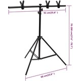  Stalak za pozadinu u obliku slova T crni 91 x 60 x (70-200) cm | shoptok.hr