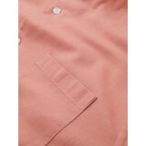 Ombre Men's linen shirt with stand-up collar and pocket REGULAR FIT - pink | Shoptok.si