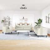  Chesterfield garnitura od 3 dijela s jastucima, krem baršunasta | shoptok.hr