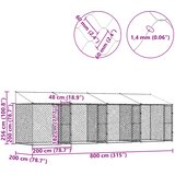  Kavez za psa s krovom Srebrno 800 x 200 x 256 cm Čelik i PE | shoptok.hr