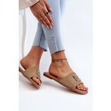 EVENTO Flat Women's Slippers with Weave and Decoration Beige Omenna | shoptok.hr