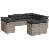 Maison Chic Seti vrtnega pohištva - Vrtna garnitura - Vrtni pohištvo set 11-delna z blazinami sv. siv poli ratan, (21815436) | Shoptok.si