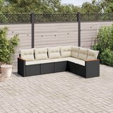  6-dijelni set vrtnih sofa s jastucima crni od poliratana | shoptok.hr