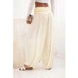 Kesi Włoski Women's viscose trousers with wide leg and ruffles yellow | Shoptok.si