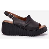ARTIKER Ladies Sandals Made Of Natural Leather On Wedge Black | Shoptok.si