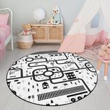 Mila Home Črno-bela pralna otroška igralna preproga ø120 cm In My Town – | Shoptok.si