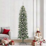 vidaXL Umetno vitko božično drevo med 300 LED Zelena in bela 240 cm | Shoptok.si