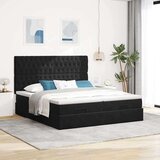 vidaXL Otomanski posteljni okvir z vzmetnicami črn 200x200cm žamet | Shoptok.si