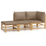 Maison Chic Seti vrtnega pohištva - Vrtna garnitura - Vrtni pohištvo set 3-delna s taupe blazinami bambus, (21809288) Cene