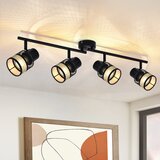 Nettlife stropna svetilka 4 kovinski reflektorji E27 max. 25W vintage črna 330° zlata tkanina senčnik za dnevno sobo, kuhinjo, stopnice, jedilnico, (22111204) | Shoptok.si