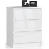 AKORD Komoda, 3 Predali, Bela V Visokem Sijaju, (5000332175) | Shoptok.si