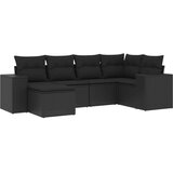 vidaXL 6-dijelni set vrtnih sofa s jastucima crni od poliratana | shoptok.hr