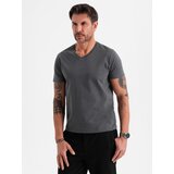 Ombre Men's BASIC classic cotton T-shirt with a serape neckline - graphite | shoptok.hr