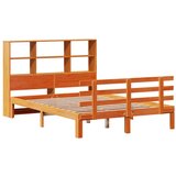 vidaXL Knjižna postelja brez vzmetnice vošč. rjava 150x200 cm borovina | Shoptok.si