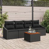 vidaXL set od 5 dijelova vrtnih sofa s jastuком Crna Poli ratan Akacija | shoptok.hr
