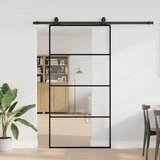  Drsna vrata s kompletom strojne opreme črna 102,5x205 cm ESG steklo u