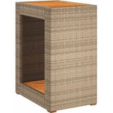 Vrtni bočni stolić s drvenom pločom bež 60x40x75 cm poliratan | shoptok.hr