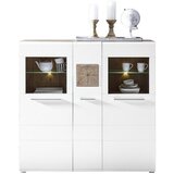 Hom`in VISOKA KOMODA, bela, barve hrasta | Shoptok.si