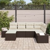  Vrtna sofa set Set od 6 Smeđa i bijela Ratan poliester | shoptok.hr