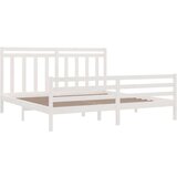 Posteljni okvir bel iz trdnega lesa 200x200 cm, (20647171) | Shoptok.si