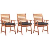 Maison Chic Vrtni jedilni stoli - Stol za vrt 3 kosi z blazinami trden akacijev les JS348, (21878570) | Shoptok.si