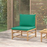 Maison Chic Vrtni sredinski kavč - Zunanji kavč z zelenimi blazinami bambus, (22040827) | Shoptok.si
