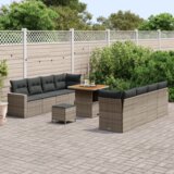  11-dijelni vrtni sofa set s jastucima siva poli ratan akacija | shoptok.hr