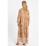 Cool & Sexy Women's Patterned Loose Maxi Dress Camel Q981 | Eponuda.ba