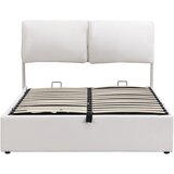 Lumor Oblazinjena postelja iz žameta - 140x200 cm - s 3 predali - bela, (22151238) | Shoptok.si