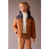 Defacto Boys' Water Repellent Hooded Fleece Lined Down Coat