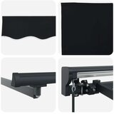  Ročno senčilo s LED-ji Črna 3,5 x 2,5 m Poliester s PU premazom, (5000204748) | Shoptok.si