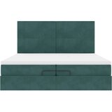 vidaXL Otomanski posteljni okvir z vzmetnicami zelen 200x200cm žamet, (22054089) | Shoptok.si