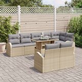  9-delni vrtni kavč set z blazinami Bež poli ratan, (22092522) | Shoptok.si