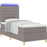 vidaXL LED Box Spring Krevet s madracem Sivo-smeđa 90 x 190 cm tkanina | shoptok.hr