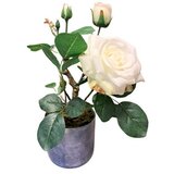  Ruža u posudi 35 cm umjetna bijela | shoptok.hr