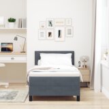  Box Spring Postelja z Blazino Temno Siva 80x200 cm Žamet, (22051163) | Shoptok.si