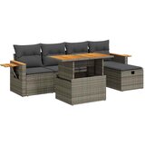 Maison Chic Seti vrtnega pohištva - Vrtna garnitura - Vrtni pohištvo set 6-delna z blazinami siv poli ratan, (21807820) | Shoptok.si