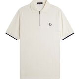 Fred Perry Crepe Pique Zip Neck Polo Shirt Ecru sarena Cijene
