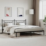 vidaXL Kovinski posteljni okvir z vzglavjem črn 200x200 cm Cene