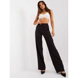 Fashion Hunters Black fabric trousers with wide legs Cene