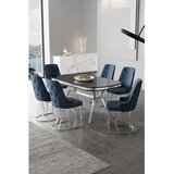 Hanah home trpezarijski set Epal, sto i 6 stolica, ploča u dekoru Sonata, hromirane noge, antracit tkanina Babyface | Eponuda.com