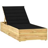 The Living Store Ležalnik s črno blazino impregnirana borovina - Ležalnik, (21483309) | Shoptok.si