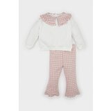  Baby Girl 2-Piece Set Long Sleeve Top Elastic Waist Plaid Long Bottom Cene