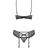 Obsessive 818-SEG-1 - set donjeg rublja od čipke sa kamenčićima (crni) - L/XL | shoptok.hr